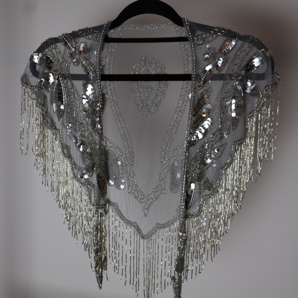 Vintage Over the Shoulder Sheer Sequin Cape